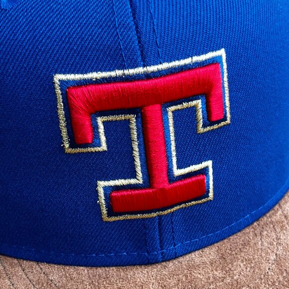 MITCHELL & NESS TEXAS RANGERS ARLINGTON STADIUM SUEDE BILL 7 3/8 FITTED HAT NEW - Picture 2 of 5